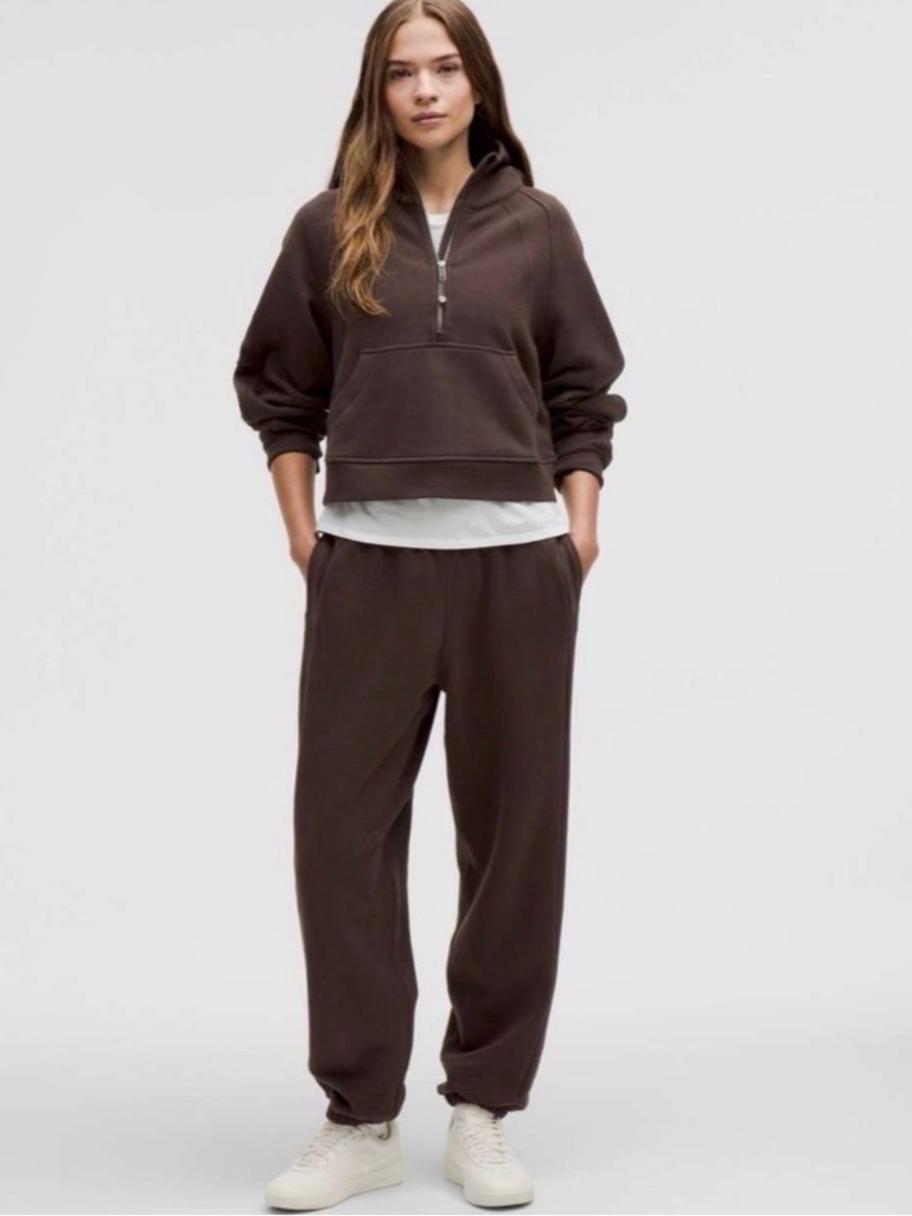 Lululemon half zip cropped scuba hoodie | Espresso brown Size small